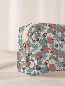 1pc Floral Pattern Print Corduroy Pencil Case, Stationery Storage Bag, Double-Sided Print Stationery Bag, Portable Multifunctional Office Stationery Pencil Storage, Gift For Students, Friends, Holiday Gifts, Pencil Pouch, School Bag School Supplies, Back To School - Multicolor - View 5