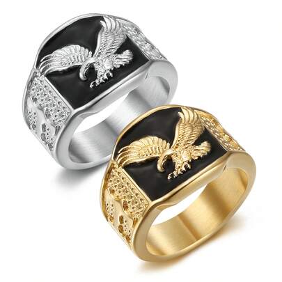 1 pièce Bague en acier inoxydable en forme d'aigle, convient pour les fêtes, les banquets et les boîtes de nuit, un cadeau de bijoux idéal