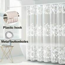 1 件 PEVA 浴室浴帘衬垫，白色塑料花形浴帘，防霉，防水，PEVA 浴帘衬垫配有塑料挂钩和金属索环，坚固耐用，浴室配件，房间配件家居浴室装饰秋季装饰 - 彩色 - 查看 7