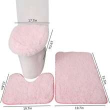 Juego de alfombras de baño de 3 piezas, tapa para inodoro antideslizante y alfombrilla contorneada, alfombrillas de baño y ducha, alfombra de baño para bañera, inodoro, baño, color rosa W10 - Rosa - Ver 2