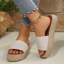 Sandals For Women Lightweight Bohemia Wedge Slide Beach Summer Casual - Màu be - Xem 5