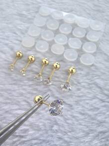 26Pcs/Set 3/4/5mm Stainless Steel 3 Pairs Of Size Round Zirconia CZ Cartilage Piercing Earring+20 Piercing Healing Discs Soft Flat Spacer Washer Anti Hyperplasia Anti-Sagging For Body Piercing For Women Men Fashion Geometric Piercing Earrings Y2K Jewelry Gift