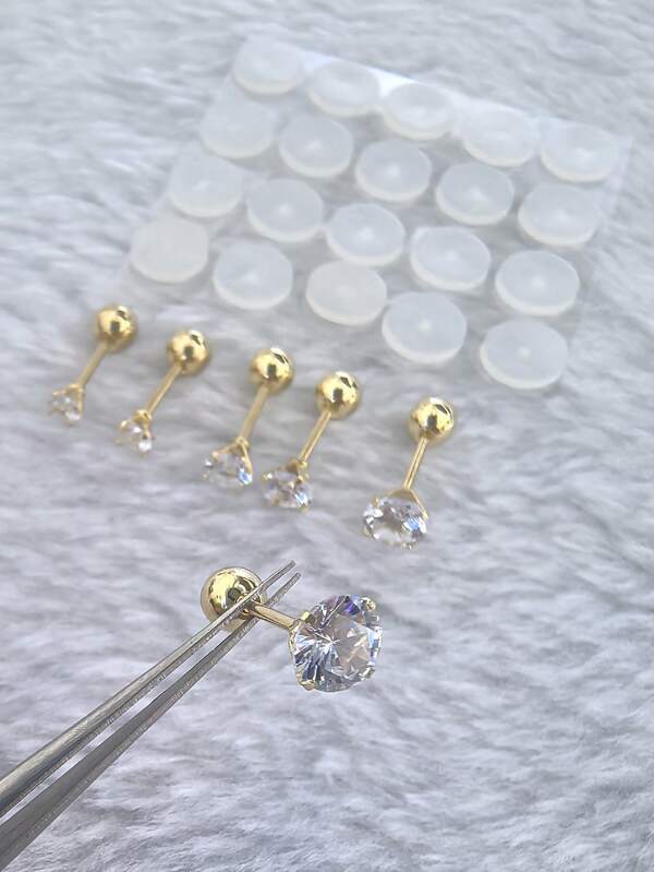 26Pcs/Set 3/4/5mm Stainless Steel 3 Pairs Of Size Round Zirconia CZ Cartilage Piercing Earring+20 Piercing Healing Discs Soft Flat Spacer Washer Anti Hyperplasia Anti-Sagging For Body Piercing For Women Men Fashion Geometric Piercing Earrings Y2K Jewelry Gift
