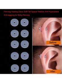 26Pcs/Set 3/4/5mm Stainless Steel 3 Pairs Of Size Round Zirconia CZ Cartilage Piercing Earring+20 Piercing Healing Discs Soft Flat Spacer Washer Anti Hyperplasia Anti-Sagging For Body Piercing For Women Men Fashion Geometric Piercing Earrings Y2K Jewelry Gift