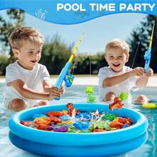 Magnetic Fishing Game Toys For Kids Toddlers 3-5 4-8, Water Table Bathtub Toys With Pole Rod Net Plastic Floating Fish, Water Bath Pool Outdoor Toys For Kids Toddlers Baby Age 3 4 5 6 7 8 Year Old