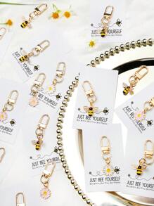 1/5/10 pièces Set de porte-clés avec phrases inspirantes, abeille, marguerite, tournesol. Ensemble de porte-clés cadeaux, multi-usage, charm de sac, pendentif de voiture, décoration de coque de téléphone, support d'écouteurs