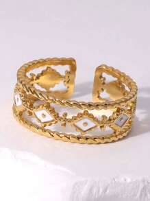 1 pièce Bracelet en acier inoxydable à la mode et simple style Ins, avec fleur à 5 feuilles en zirconium, convient pour les sorties, les fêtes et le travail