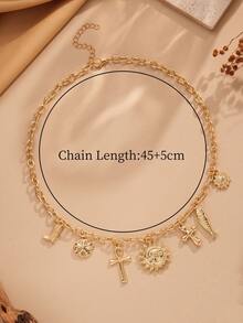 Ancient Symbol Pendant Necklace – Gold Chain With Sun, Ankh & Totem Charms, Boho Spiritual Jewelry For Festivals & Beach Style - Sun & Ankh Symbols - View 5