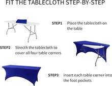 6 Pack Spandex Table Cover For 6FT Table Universal Fitted Stretch Tablecloth For Party, Banquet, Wedding And Events-Royal Blue - Blue - View 8