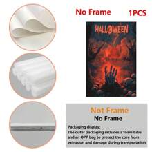 1 Piece,Werewolf With Pumpkin In Hand On Halloween, Modern Frameless Art Decoration Painting, Printed Posters Mural, Waterproof Canvas,Suitable For Home, Office, Bedroom, Living Room, Study, Bathroom, Bar, Wall Arts And Home Decoration, Is An Ideal Holiday Gift