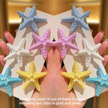 10pcs/Set Resin Shell Pearl Starfish Hair Clips Set, Acrylic Women Hair Accessories Headpiece Beach Wedding Decor (Charming) Claw Clips Hair Claws Hair Barrettes