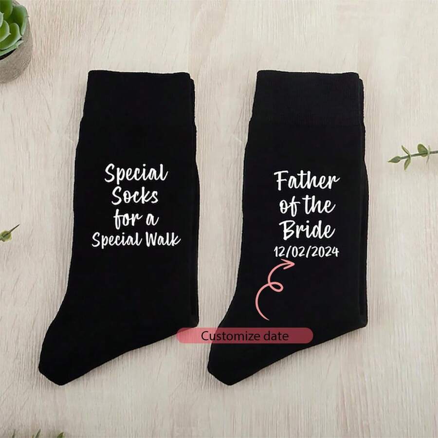 Personalized Custom Black Socks Groom To Be Wedding Day Engagement Decoration Bachelor Party Bach Weekend Dad Gift Present - Black - View 1
