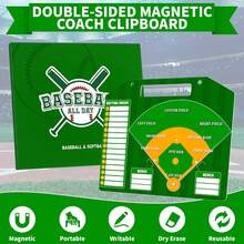 Magnetic Baseball Lineup Board, Professional Softball & Baseball Lineup Board For Dugout, Baseball Clipboard For Coaches With 40 Magnetic Lineup Cards And High-End Markers - Green - View 5