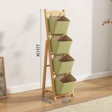 天然木质圣诞储物架套装，配有布艺手提箱 - 可堆叠玩具和礼品收纳架，适合客厅、卧室、宿舍的农舍家居装饰（易于组装）