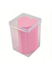 1 Box Of Lint Free Nail Wiping Cloth And Eyelash Extension Glue Cleaning Towel - Non-Woven Soft Gel Nail Remover Pad, Butterfly And Heart Design, Pink, Including Storage Box - Multicolor - View 10