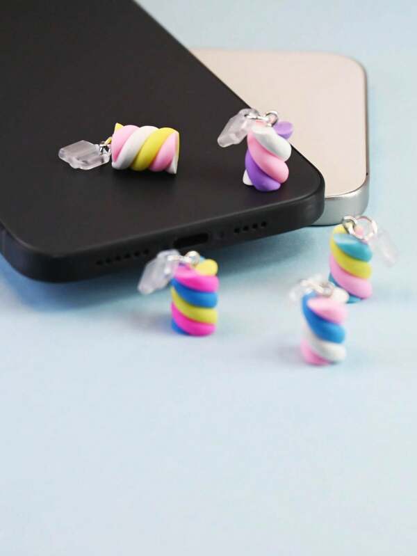 1pc Cute Resin Cotton Candy Anti-Dust Plug Phone Decor, Fits , Android, Type-C Ports