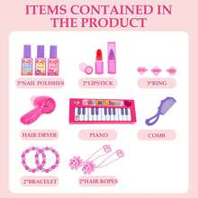 Princess Vanity Makeup Table Toy With Lights & Music – Adjustable Mirror, 13-Key Piano, Pretend Play Cosmetics & Accessories – Gift For Girls Ages 2-5 - Pink - View 2