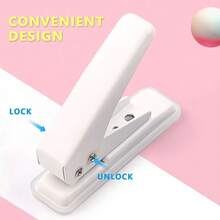 Single Hole Puncher Handheld 1/4 Inches Hole Punch, 20 Sheet Paper Punch Capacity Metal Hole Puncher With Skid-Resistant Base Paper, Chipboard, Art Project, Blue - Ivory White - View 7