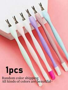 1/3/5pcs 2 In 1 Double Head Cuticle Pusher Nail Sticker Nail Buffer Stainless Steel Nail Clipper Foot File Home Manicure Kit (Random Color) - Multicolor - View 8
