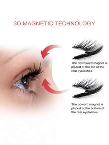 MAGEFY 3Pairs Magnetic False Eyelashes Kit With Tweezers Reusable Natural Manga Eyelashes Applicator Natural Eye Lashes Mixed Design For Daily Wear, Work, Study, Travel, Parties, Etc. - 黑色 - 查看 7