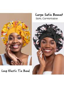 1件女士缎面睡帽，纯色，弹性抽绳，可调节，适合夜间佩戴，可用作浴帽、护发产品和配饰，也适用于沙龙、美容院、旅行、返校、度假等场合。 - 彩色 - 查看 3