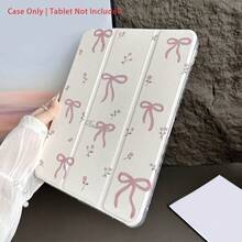 Bow-Knot 1 件粉色蝴蝶结和花卉图案 - 甜美精致的保护性对开平板电脑保护套，带笔架，兼容 iPad 10.9/10.2/ Air 5th Gen/Pro11/10th/9.7/Air 2/iPad（7th Gen）/ iPad（8th Gen）/ iPad Air 4/5/iPad Pro 11/iPad 10th 代 10.9 英寸 2022 智能保护套/iPad Air 13(M3 2025)/iPad Air 11(M3 2025)/iPad Air 11(M3 2025)/iPad 11(A16 2025)，自动睡眠/唤醒功能/时尚平板电脑配件