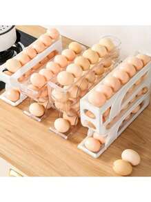 1pc Slide-Out Egg Holder,Anti-Fall,Refrigerator Egg Organizer,Transparent Egg Storage Holder,Special Egg Container For Refrigerator Door, Egg Holder, Kitchen Organizer,Space-Saving Refrigerator Side Door Storage Rack For Kitchen Organization,Egg Storage Box