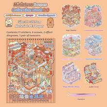 1 本大型景观贴纸书，微型场景贴纸书，手工 DIY 拼贴纸，适合生日礼物，笔记本配件装饰，PET 透明材质，适用于多种场景学校用品，返校