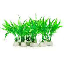 10 unidades de plantas artificiales para acuario, tamaño pequeño de aproximadamente 4 pulgadas de altura, decoraciones para el tanque de peces, decoración del hogar de plástico verde