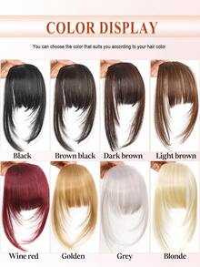 齐刘海直刘海夹式接发刘海两边分层长直侧刘海黑棕色假发女士 1 件