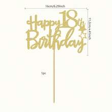 1Pc Glitter Happy Birthday Cake Topper Celebrate 10 12 13 14 15 16 17 18 21 30 40 50 60 70 80 90 100 Years Old Birthday Anniversary Party Decoration - Multicolor - View 39