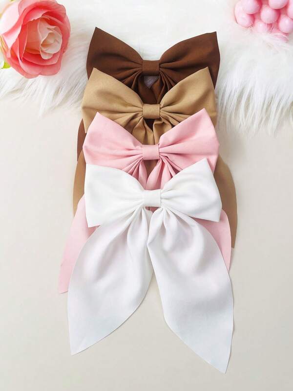 4Pcs Silky Satin Hair Bows Big Bow Hair Clips For Women Hair Ribbons Oversized Hair Ribbon Barrettes Metal Clips Bowknot Aesthetic Hair Accessorles