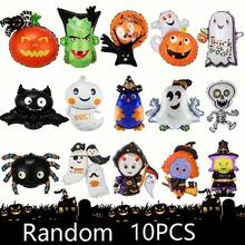 10pcs Random Mini Halloween-Themed Foil Balloons For Halloween Party Decoration - Multicolor - View 8