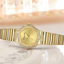 1 pieza Reloj de mujer elegante y de moda con decoración exquisita de rhinestones, resistente al agua, de acero inoxidable, para el Día de San Valentín y el Día de Navidad