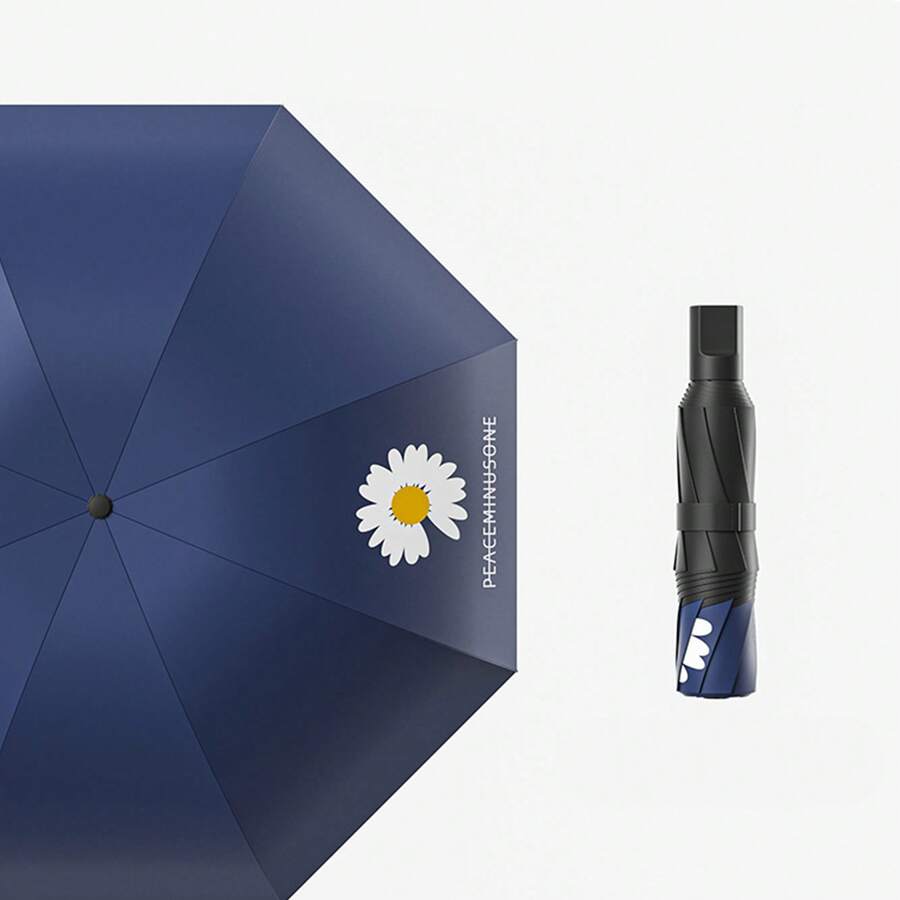 Paraguas, paraguas plegable, sombrilla, paraguas manual, parasol, paraguas de 8 varillas, paraguas manual anti-ultravioleta, paraguas de moda, paraguas plegable a prueba de viento con mango recto, paraguas plegable manual de alta calidad, 1 paraguas pequeño plegable, paraguas de viaje multifuncional con estampado de margaritas, a prueba de lluvia y viento, a prueba de sol y anti-ultravioleta, imprescindible para la escuela, viajes al aire libre portátiles, con patrón de letras, imprescindible para el entretenimiento familiar al aire libre, adecuado para la escuela, la oficina, el hogar, viajes (rosa, negro, verde, azul, azul marino) - Azul Marino - Ver 1
