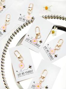 1/5/10 pièces Set de porte-clés avec phrases inspirantes, abeille, marguerite, tournesol. Ensemble de porte-clés cadeaux, multi-usage, charm de sac, pendentif de voiture, décoration de coque de téléphone, support d'écouteurs
