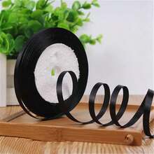 1pc 1/1.2/2CM X25 Yards Polyester Black/White/Beige Ribbon, Suitable For Gift Wrapping, Party Favors, Wedding Decoration, Bow Making, Bouquets, Sewing Projects And Crafts - Black - View 6