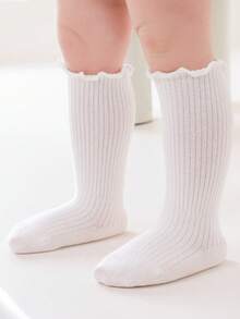 3 pares de calcetines infantiles con volantes hasta la pantorrilla, calcetines de bebé con rayas verticales y colores de caramelo, calcetines elegantes de princesa - Multicolor - Ver 6