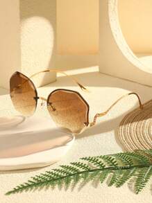 1 Paar großer Rahmen Metall Boho geometrische Brille mit Farbverlauf für Frauen, modisch für Sommer Party Geburtstag, geeignet für Party, Geburtstagsfeier, Reisen, Autofahren, Strandurlaub, Feiertage, Frauenzubehör
