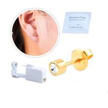 2 Pack Self Ear Piercing Gun Earring Disposable Piercing Kit No Pain Easy Use Ear Piercing Gun Kit Tool With Stud (Wihte Gold) - Gold - View 5