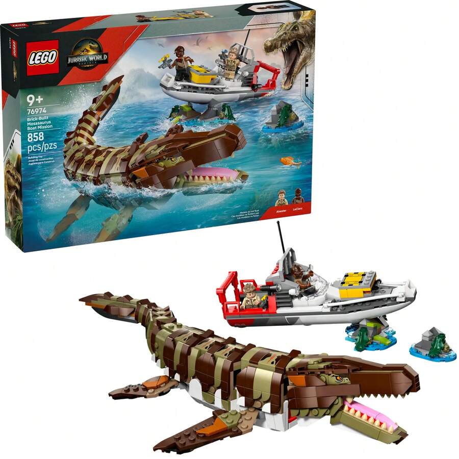LEGO Brick-Built Mosasaurus Boat Mission Toy Dinosaur Set 76974, Fun Action Figure For Kids And Adventure Fans, Sea Dinosaur Building Playset, Gift For Boys And Girls - 76974 - View 1