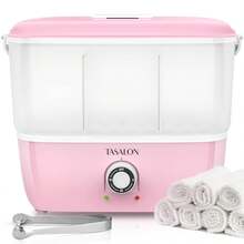Hot Towel Warmer For Facials, Holds 16 Small Towels, 5L Portable Towel Steamer With Quickly Heating In 1-5 Mins, Auto Off Timer Foldable Towel Warmers For Spa, Barber, Manicures, Massage-Pink - US A Type Plug(110-127V) - View 1