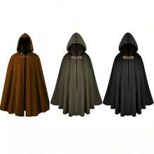 Medieval Hooded Cloak Renaissance Costume Hooded Men's Victorian Costume Hobbit Dress Up - Multicolor - View 13