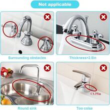 Local Shipping-5°Slope Kitchen Sink Splash Guard-Gray Silicone Faucet Mat Handle Drip Catcher Tray Behind Faucet With Soap Dispenser Hole-1pc Water Clear Gadgets For Sink Accessories 5 By 24inch Long Organizer - Gray - 查看 10