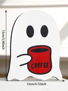 1 件万圣节水果木制标牌，有趣的鬼魂西瓜菠萝椰子南瓜灯装饰，可爱的卡通咖啡鬼桌面装饰，适合秋季丰收派对家居展示 - 彩色 - 查看 11