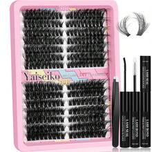 Fluffy Lash Clusters Kit 300D Thick 12-25mm Volume Cluster Eyelash Extensions Kit 224Pcs Wispy Individual Lashes With Lash Bond And Seal And Remover Eyelash Clusters Soft False Eyelashes By Yaiseiko - 11 70+90D Left & Rght Lash Clusters Kit - View 1