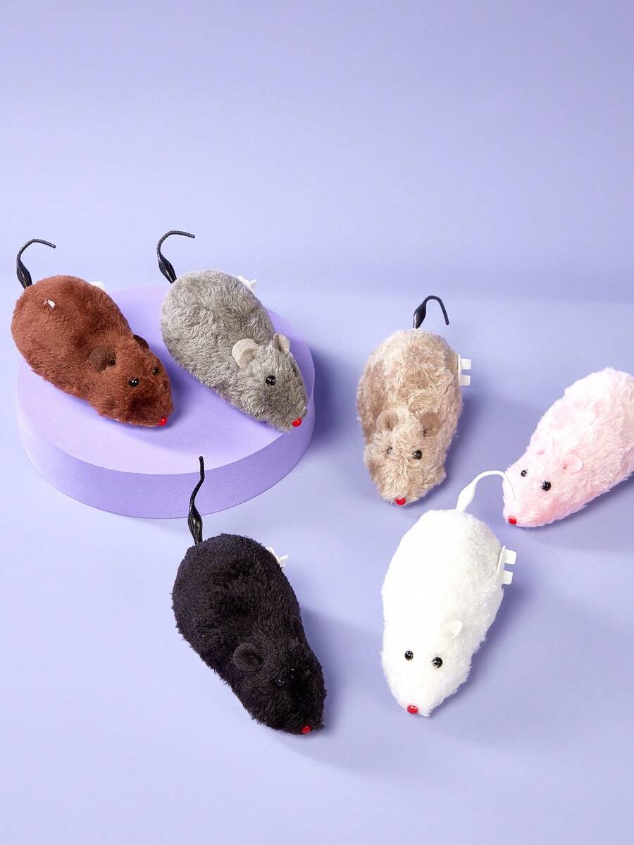 PETSIN 猫玩具发条老鼠造型玩具老鼠猫玩具上链赛车老鼠小猫毛绒玩具宠物猫户外小猫玩耍 - 彩色 - 查看 1