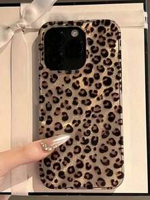 Luxury Leopard Print & Shell Texture Phone Case, Compatible With 16/15/14/13/12 Pro Max/11, Fashionable Shock-Resistant Protective Back Cover, Waterproof, Anti-Fall, Scratch-Resistant - 蘋果(1台) - 查看 1