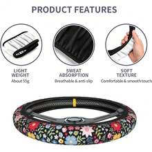 New Cute Flower Steering Wheel Cover 15 Inch For Women Men, Neoprene Anti-Slip Floral Car Steering Wheel Grip Wrap Car Accri Protective Case Cover For Vehicle Truck SUV - 花朵 花卉 均碼 - 查看 3