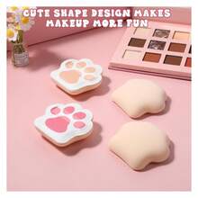 4 PCS Cute Powder Puff, Cat Paw Cushion Makeup Powder Puff, Soft Cat Paw Sponges Cushion Makeup Sponge, Face Powder For Women - MultipleColors - View 3